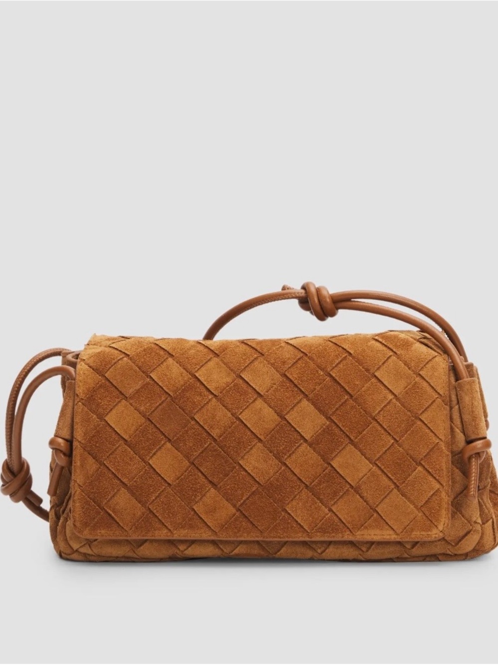 Bottega Veneta Notturno Intrecciato Suede Pouch Amber Gold
